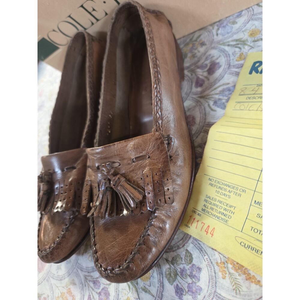 1980s Cole Haan Brown Tassel Loafers Womens In Box Size 6.5 Has Orig Receipt - Picture 8 of 15